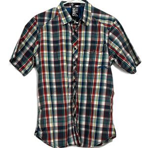 Billabong Button Front Plaid Mens Shirt Medium Skater Vintage Beach Y2K 90s